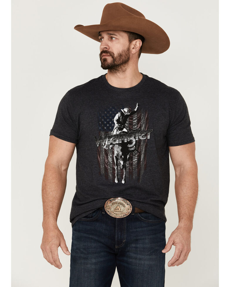Wrangler Men's USA Flag Ride Graphic T-Shirt , Dark Grey, hi-res