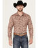 Image #1 - Rock & Roll Denim Men's Paisley Print Stretch Long Sleeve Snap Western Shirt, Red, hi-res