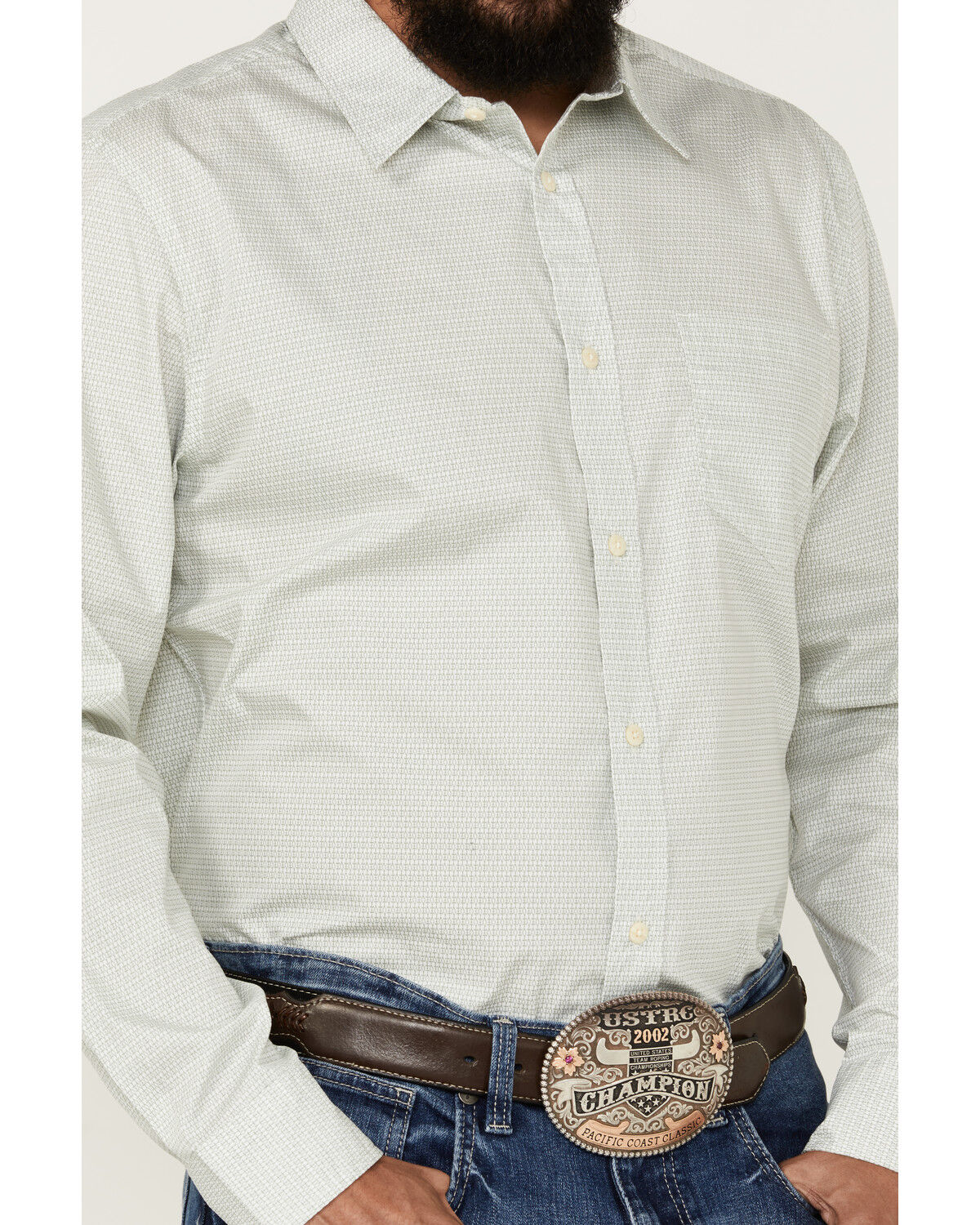 Image #3 - Cody James Men's Bar Stool Geo Print Long Sleeve Button-Down Western Shirt, Light Green, hi-res