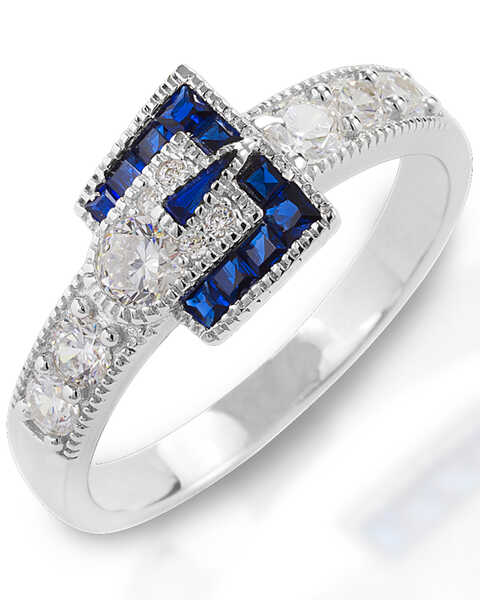 Image #1 - Kelly Herd Women's Blue Spinel Buckle Ring , Silver, hi-res