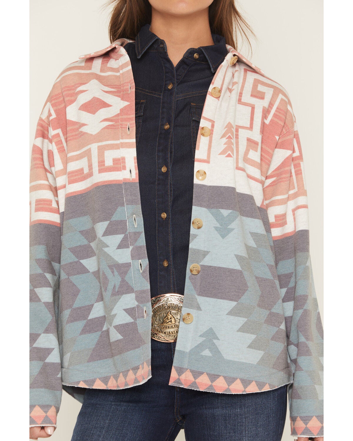 Image #3 - Shyanne Women's Southwestern Print Shacket, Oatmeal, hi-res