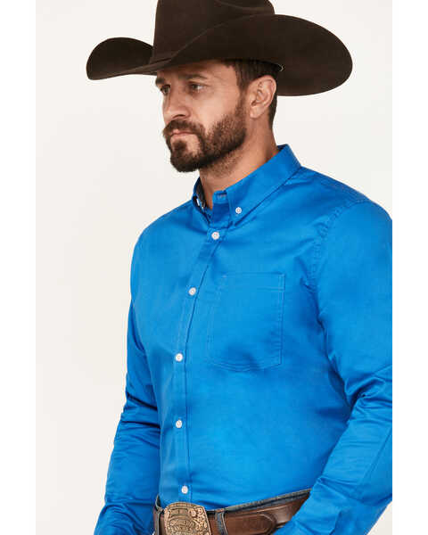 Image #2 - Cody James Men's Basic Twill Long Sleeve Button-Down Performance Western Shirt, Royal Blue, hi-res
