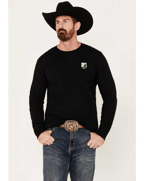 RANK 45® Men's Bedford American Flag Long Sleeve Graphic T-Shirt, Black, hi-res