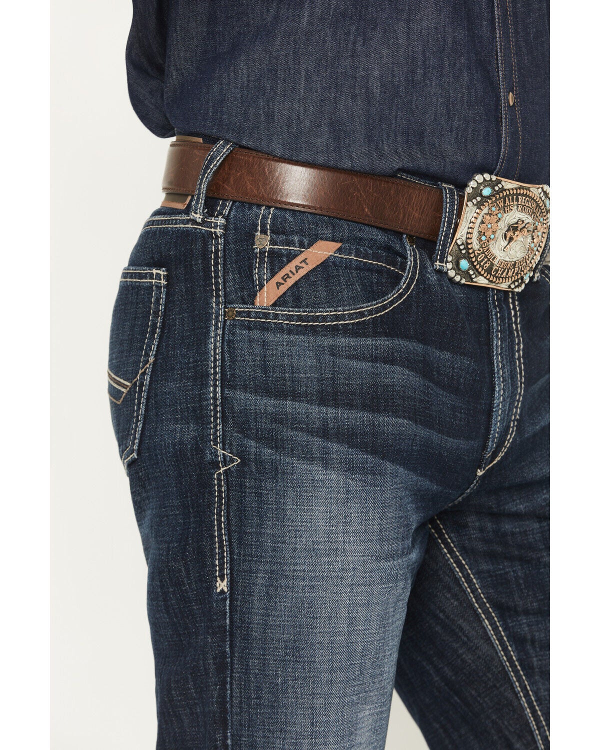 Image #2 - Ariat Men's M2 Declan Dark Wash Relaxed Bootcut Denim Jeans, Dark Wash, hi-res