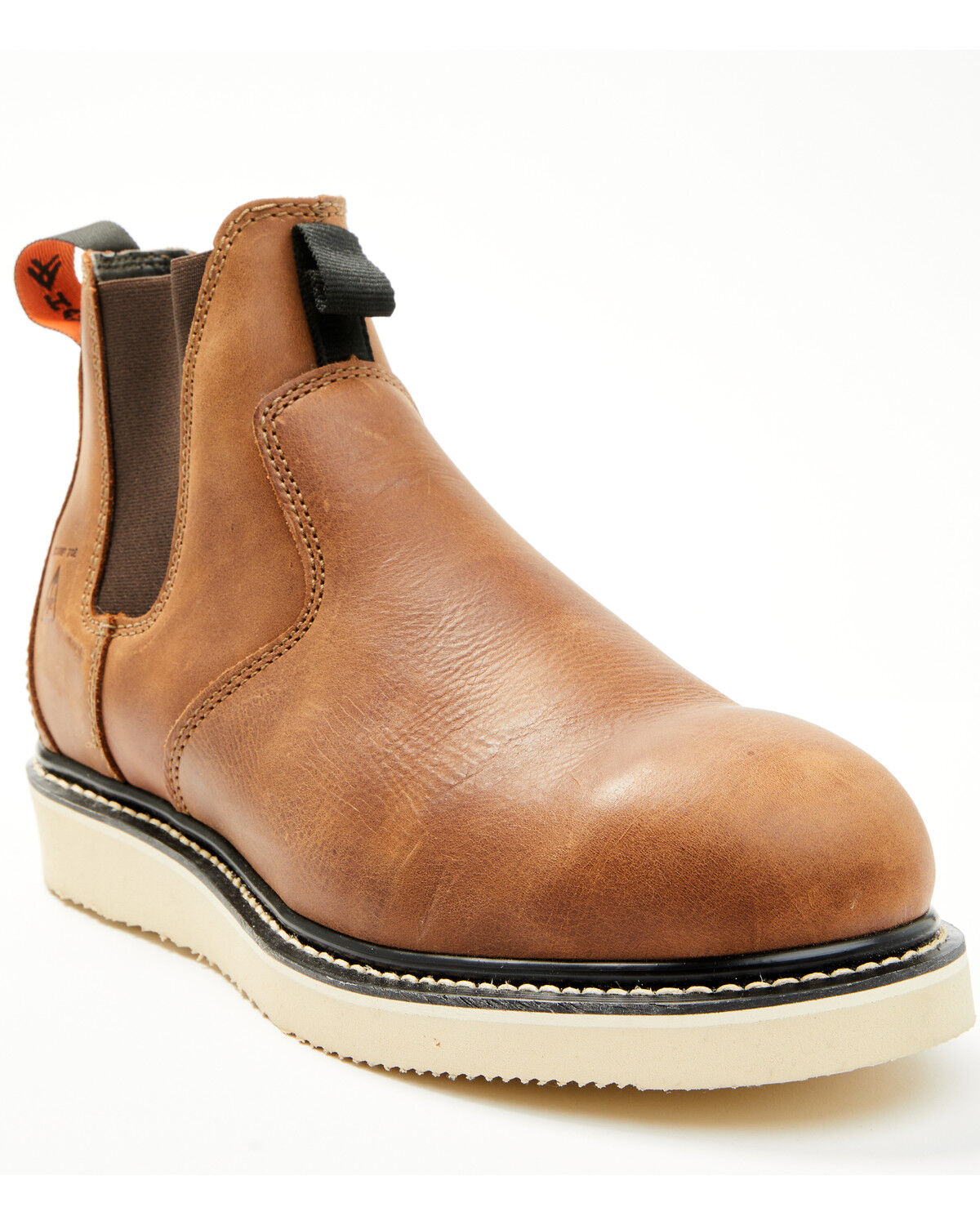 Image #1 - Hawx Men's Crazy Horse Wedge Chelsea Work Boots - Composite Toe, Brown, hi-res