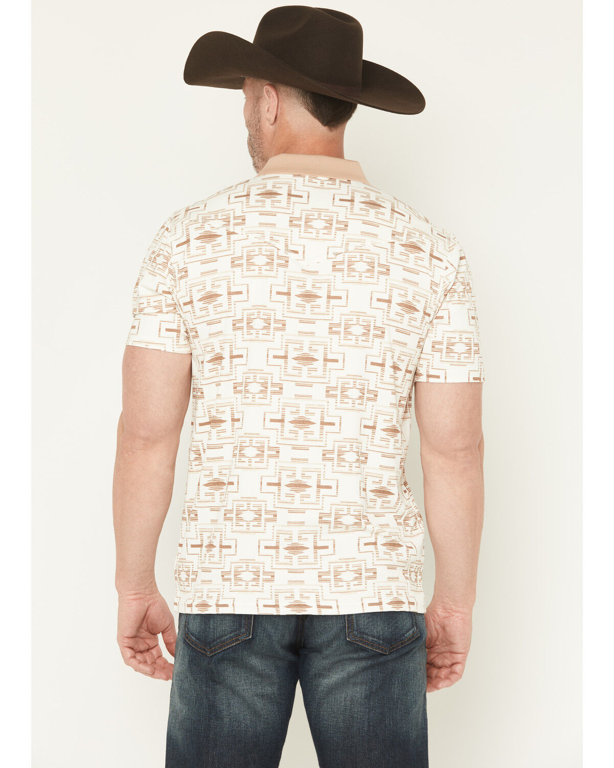 Image #4 - RANK 45® Men's Shoot All Over Southwestern Print Short Sleeve Button-Down Polo, Oatmeal, hi-res