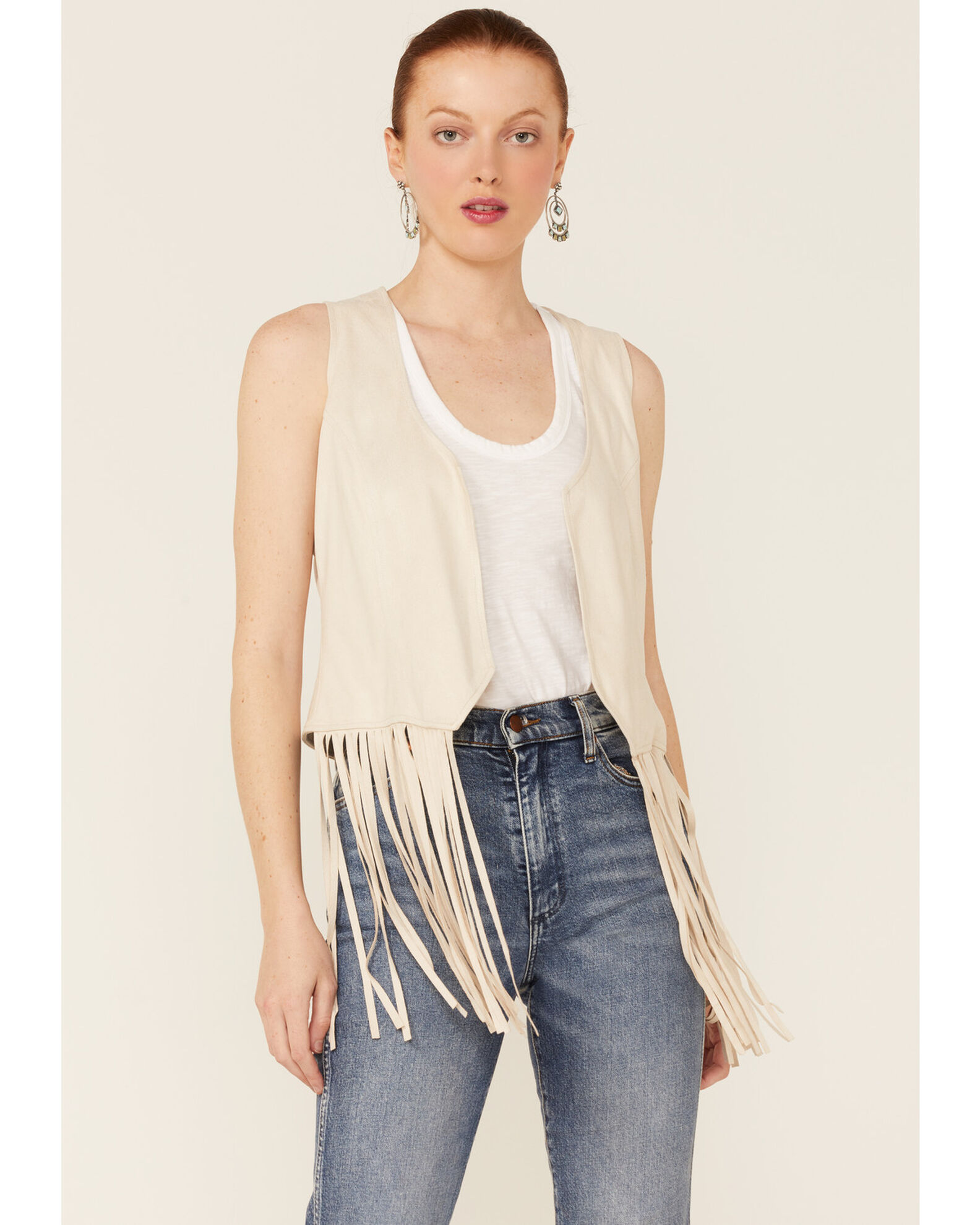 White fringe clearance vest
