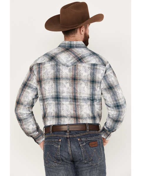 Image #4 - Wrangler Retro Men's Plaid Western Pearl Snap Shirt, White, hi-res