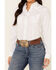 Roper Women's White Tone-On-Tone Solid Long Sleeve Snap Western Shirt , White, hi-res
