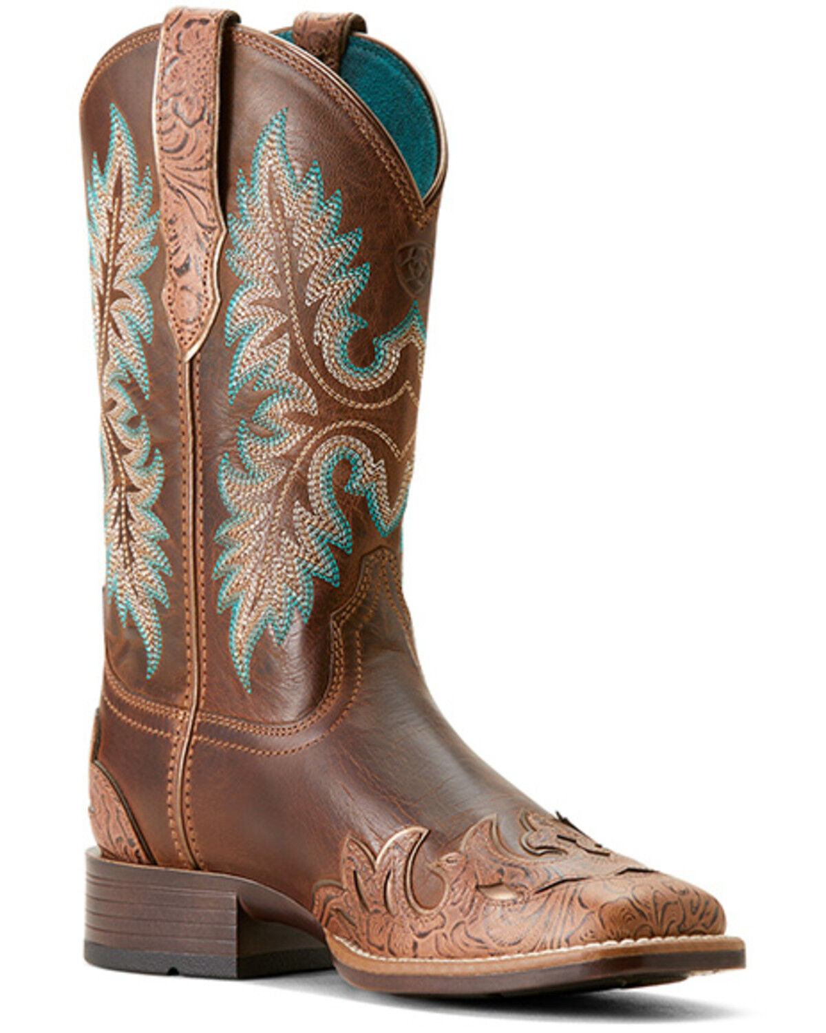 Image #1 - Ariat Women's Bryce Canyon Floral Embossed Western Boots - Square Toe, Brown, hi-res