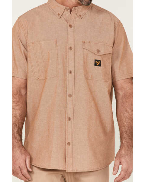 Image #3 - Hawx Men's Solid Short Sleeve Button-Down Work Shirt , Rust Copper, hi-res