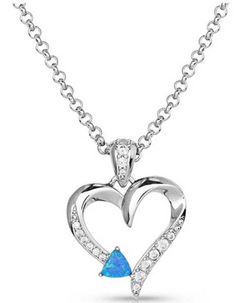 Montana Silversmiths Women's Love Everlasting Opal Crystal Necklace , Silver, hi-res