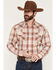 Image #1 - Ely Walker Men's Plaid Print Long Sleeve Pearl Snap Western Shirt, Rust Copper, hi-res