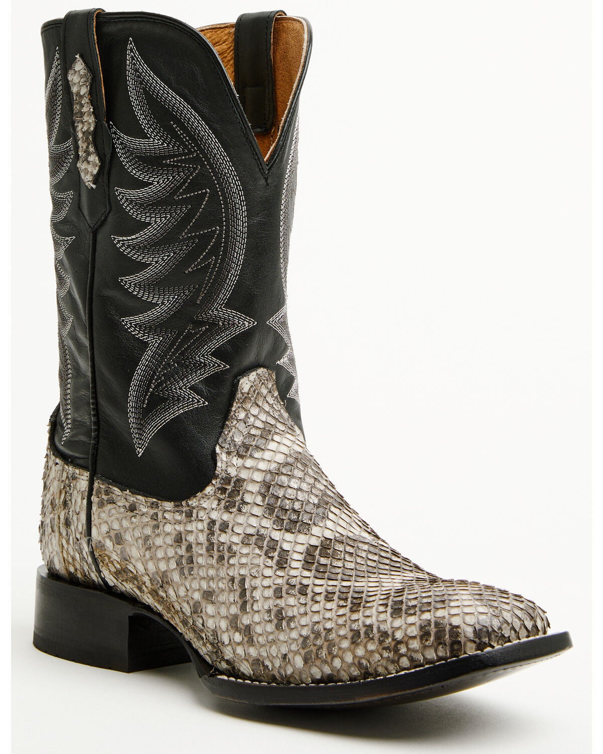 Cody James Men's Exotic Anaconda Western Boots - Broad Square Toe, Black, hi-res