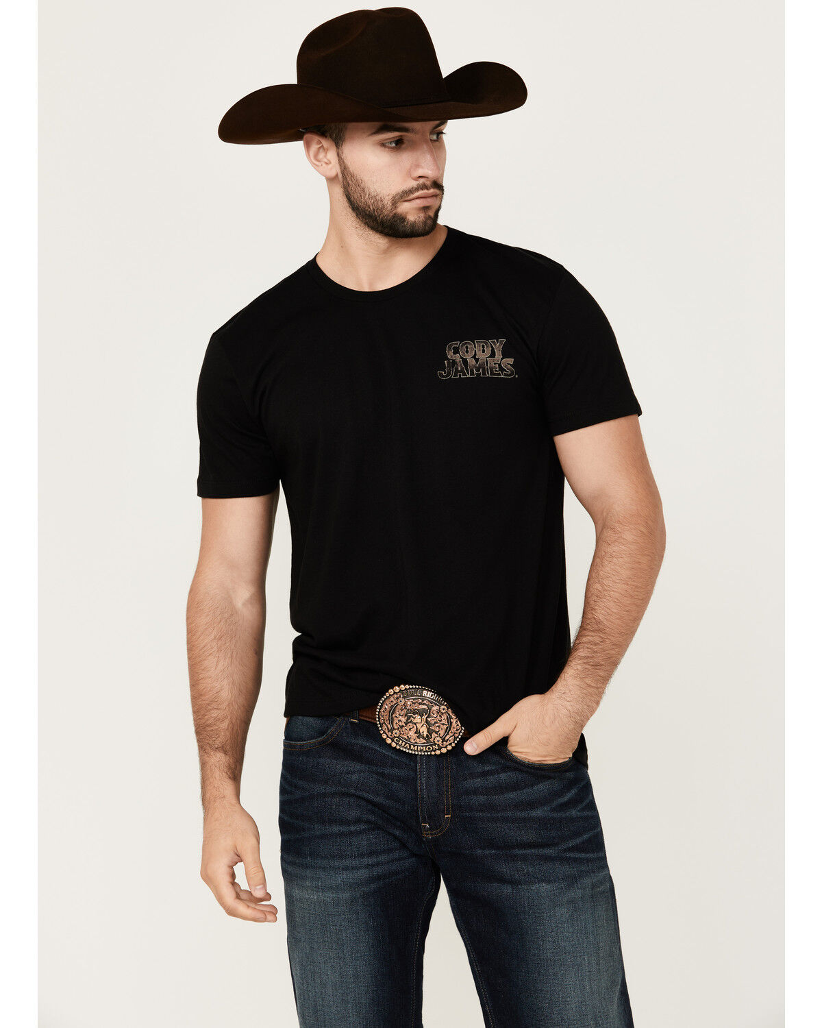 Image #1 - Cody James Men's Armed Skeleton Cowboy Short Sleeve Graphic T-Shirt, Black, hi-res