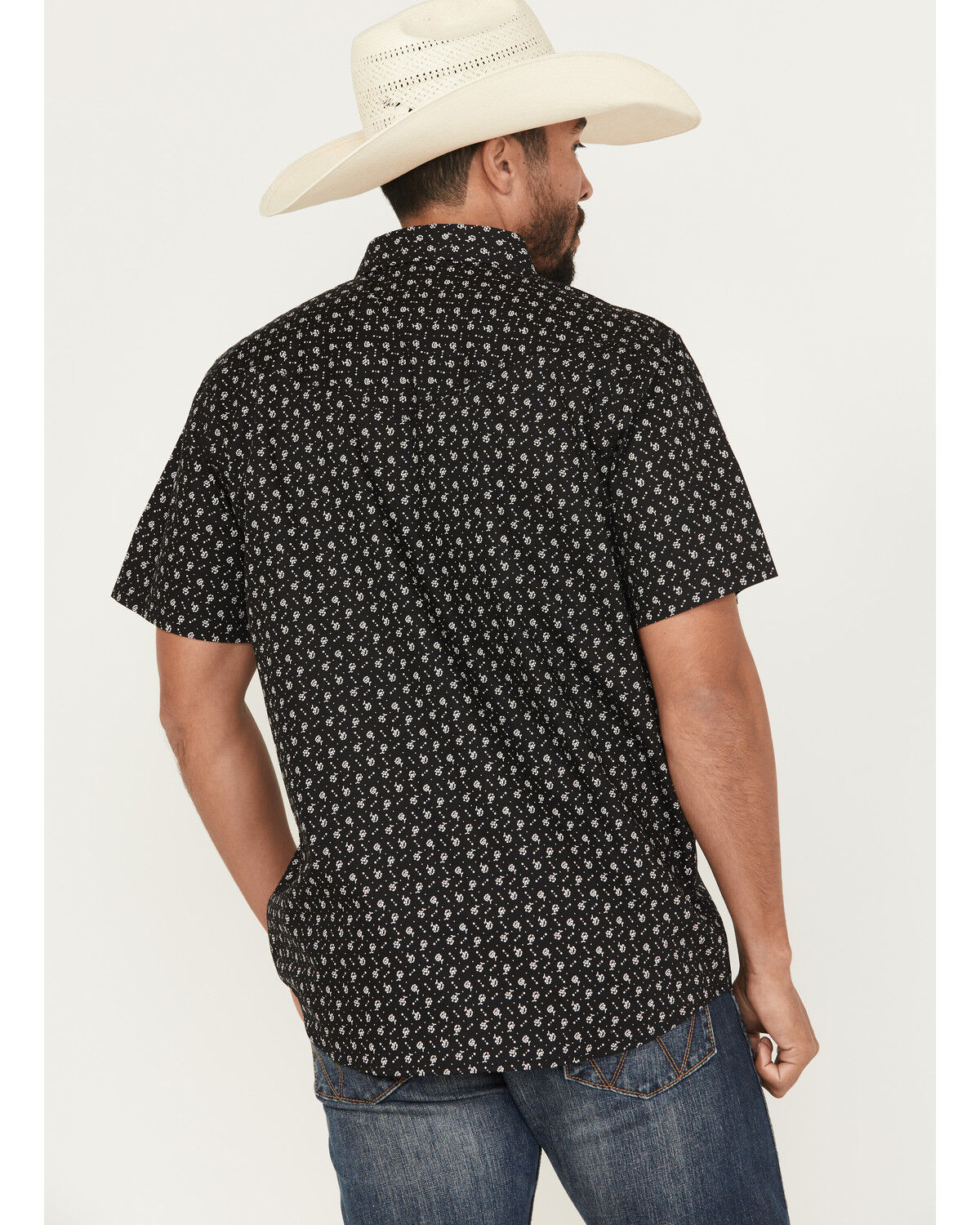 Image #4 - Moonshine Spirit Men's Only Road Floral Print Short Sleeve Snap Western Shirt, Black, hi-res