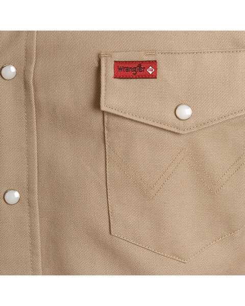 Image #3 - Wrangler Men's FR Long Sleeve Snap Western Work Shirt, Khaki, hi-res