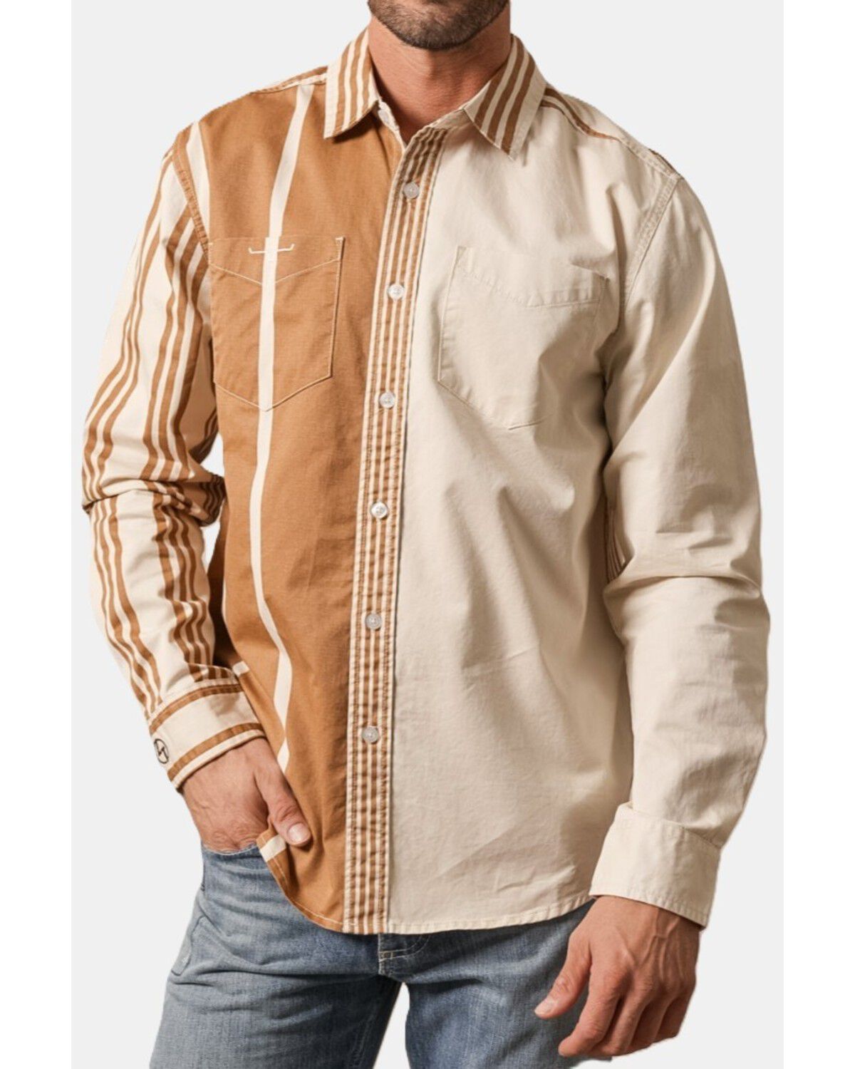 Zach Top X Kimes Ranch Men's Berry Striped Long Sleeve Button-Down Western Shirt, Natural, hi-res