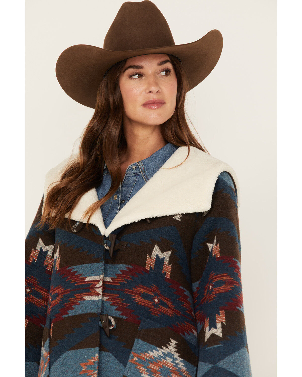 Image #2 - Powder River Outfitters Women's Southwestern Print Sherpa-Lined Jacquard Coat, , hi-res