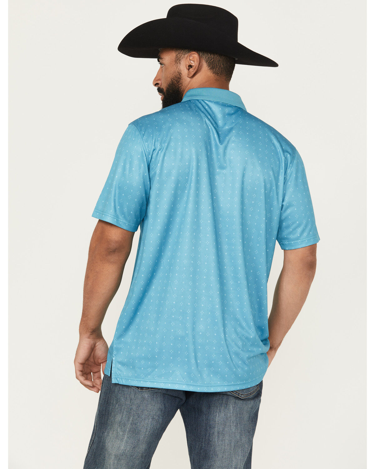 Image #4 - RANK 45® Men's Crossfire Geo Print Short Sleeve Polo, Blue, hi-res