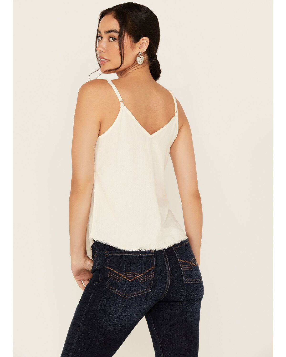 Image #4 - Idyllwind Women's Randa Lace Trim Cami, Ivory, hi-res