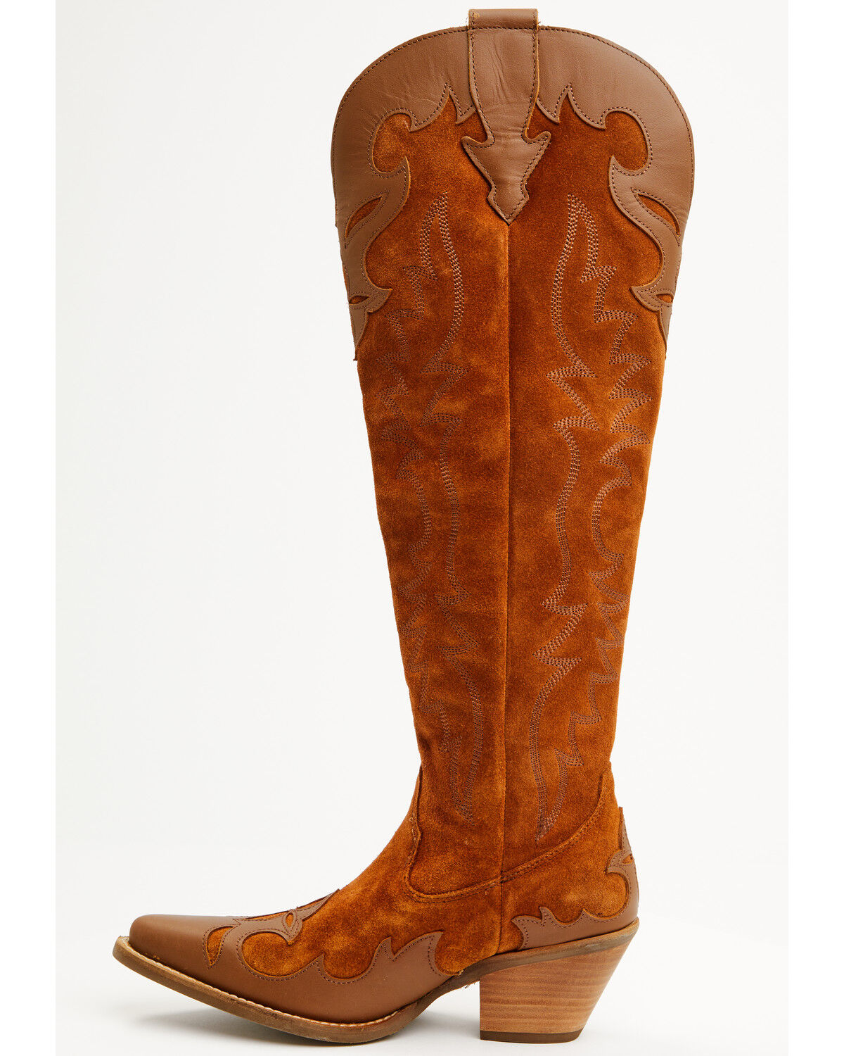 Image #3 - Dingo Women's Drama Queen Suede Tall Boots - Snip Toe, Camel, hi-res