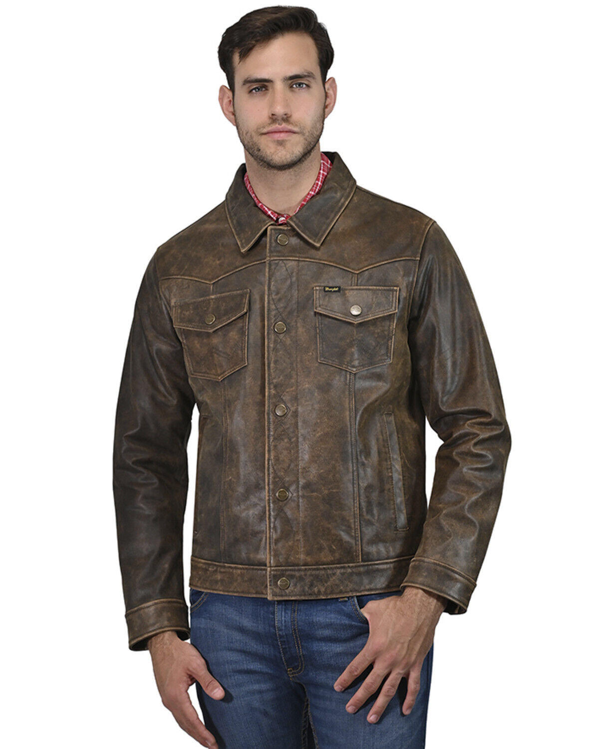 Image #3 - Wrangler Men's Vintage Trucker Jacket, Dark Brown, hi-res
