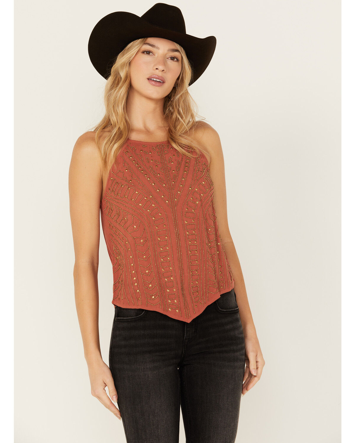Image #1 - Idyllwind Women's Alpine Super Embellished Tank, Pecan, hi-res