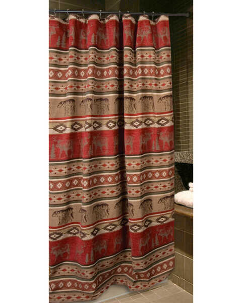 Image #1 - Carstens Adirondack Shower Curtain, Red, hi-res