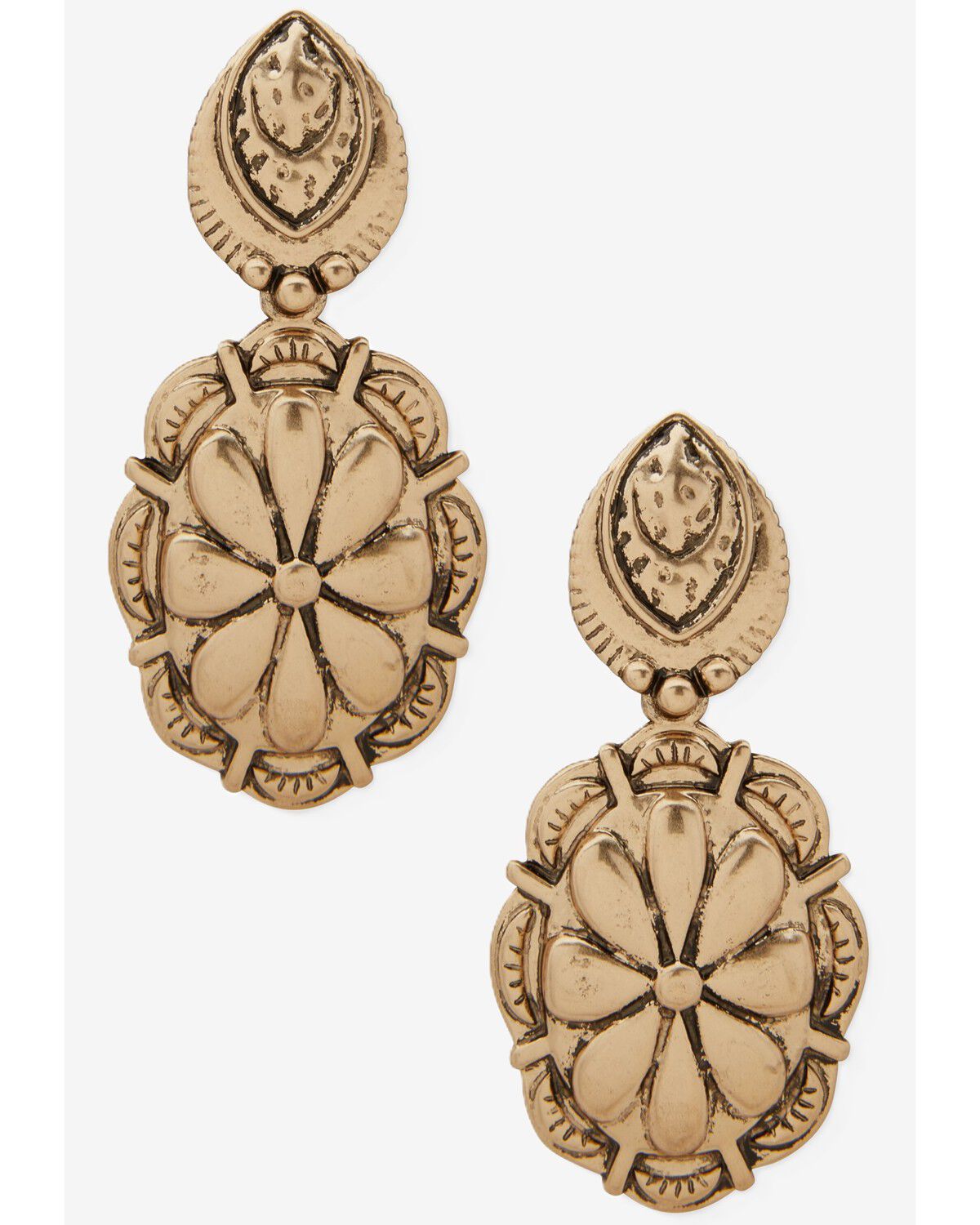 Lainey Wilson Women's Concho Earrings, Gold, hi-res