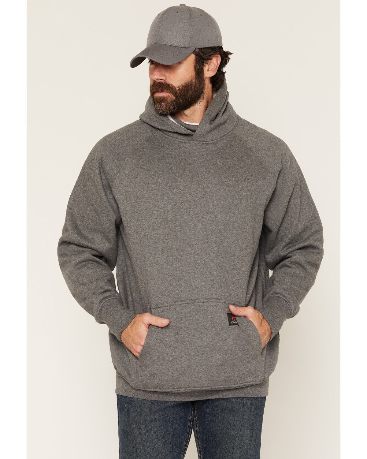 Forge Workwear Men's FR Graphic Hooded Sweatshirt, Charcoal, hi-res