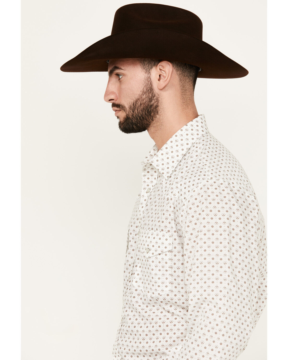 Image #2 - Roper Men's KC Geo Print Long Sleeve Snap Western Shirt, White, hi-res