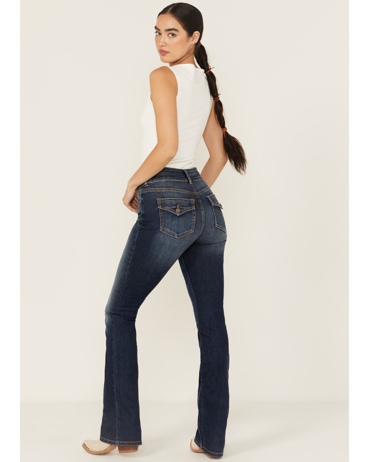 Image #3 - Shyanne Women's Celeste High Rise Bootcut Stretch Denim Jeans, Dark Wash, hi-res
