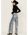 Image #3 - Vibrant Denim Women's Medium Wash Metallic Wide Leg Denim Jeans, Medium Wash, hi-res