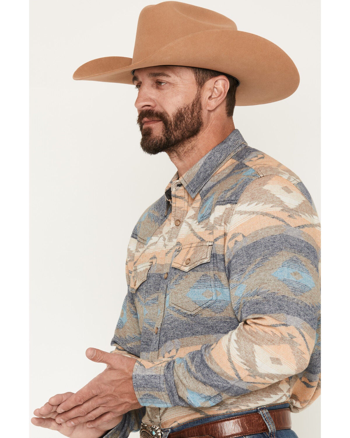 Image #2 - Cody James Men's Arrow Bear Southwestern Print Long Sleeve Snap Flannel Shirt - Big, Multi, hi-res