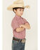 Image #2 - Ely Walker Boys' Striped Short Sleeve Snap Western Shirt, Red, hi-res