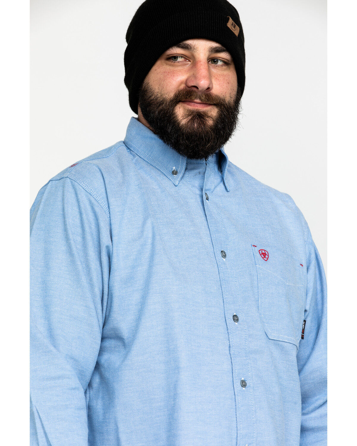 Image #5 - Ariat Men's FR Solid Durastretch Long Sleeve Work Shirt - Tall, Blue, hi-res