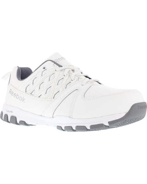 Image #1 - Reebok Men's Leather and MicroWeb Athletic Oxfords - Steel Toe, White, hi-res