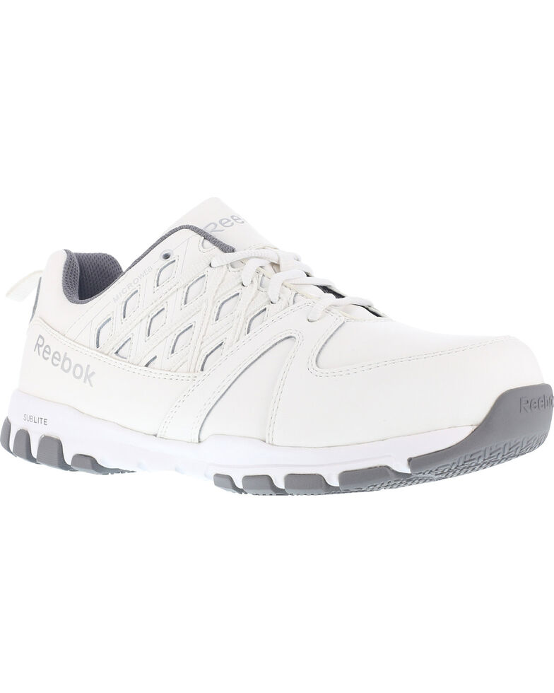 Reebok Men's Leather and MicroWeb Athletic Oxfords - Steel Toe, White, hi-res