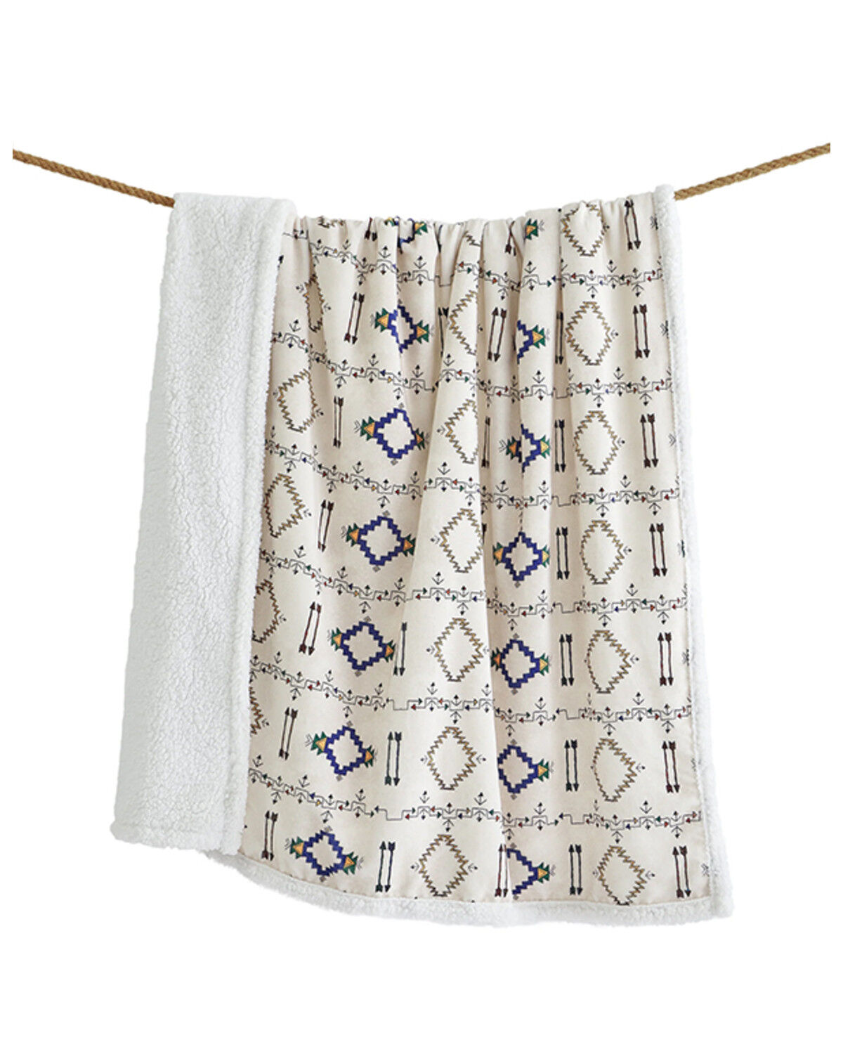 Image #2 - HiEnd Accents Arrow Campfire Sherpa Throw, White, hi-res