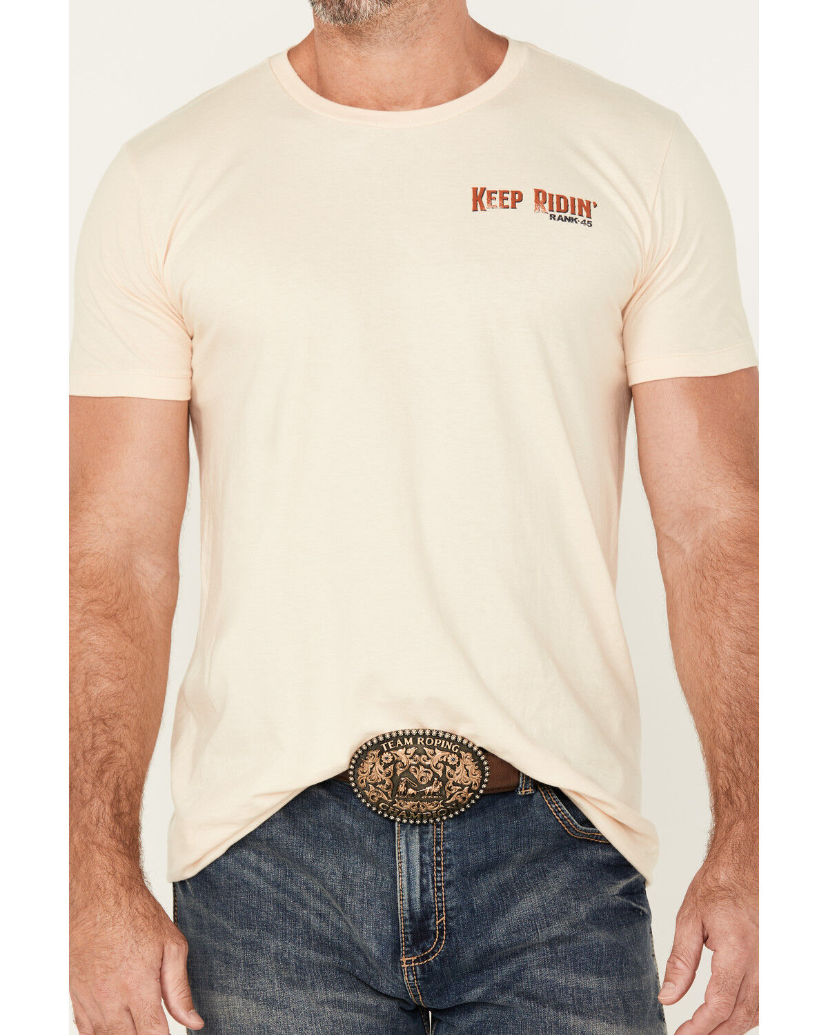 Image #4 - RANK 45® Men's Keep Ridin' Cowboy Short Sleeve Graphic T-Shirt, Natural, hi-res