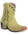 Image #1 - Circle G Women's Studded Suede Fringe Ankle Boots - Round Toe, Green, hi-res