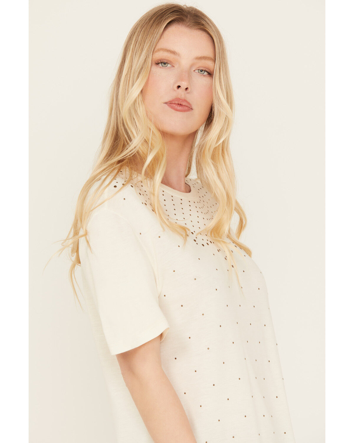 Image #2 - Idyllwind Women's Fannie Studded Tee, Ivory, hi-res