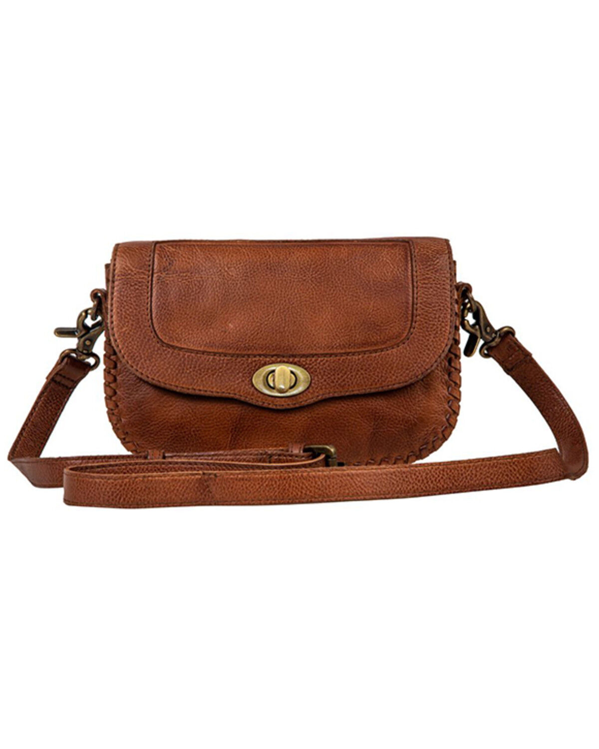 Image #1 - Myra Bag Women's Lobeth Accent Leather And Hairon Crossbody Bag, Brown, hi-res