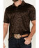 Image #3 - RANK 45® Men's Tonal Southwestern Print Short Sleeve Button-Down Polo Shirt, Coffee, hi-res