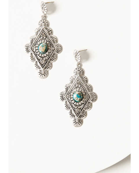Shyanne Women's Mystic Summer Etched Concho Earrings, Silver, hi-res