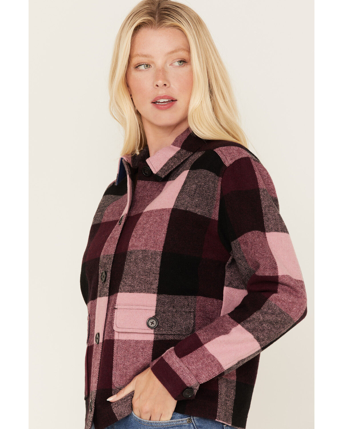 Image #2 - Idyllwind Women's Plaid Print Pocket Days Shacket, Mauve, hi-res