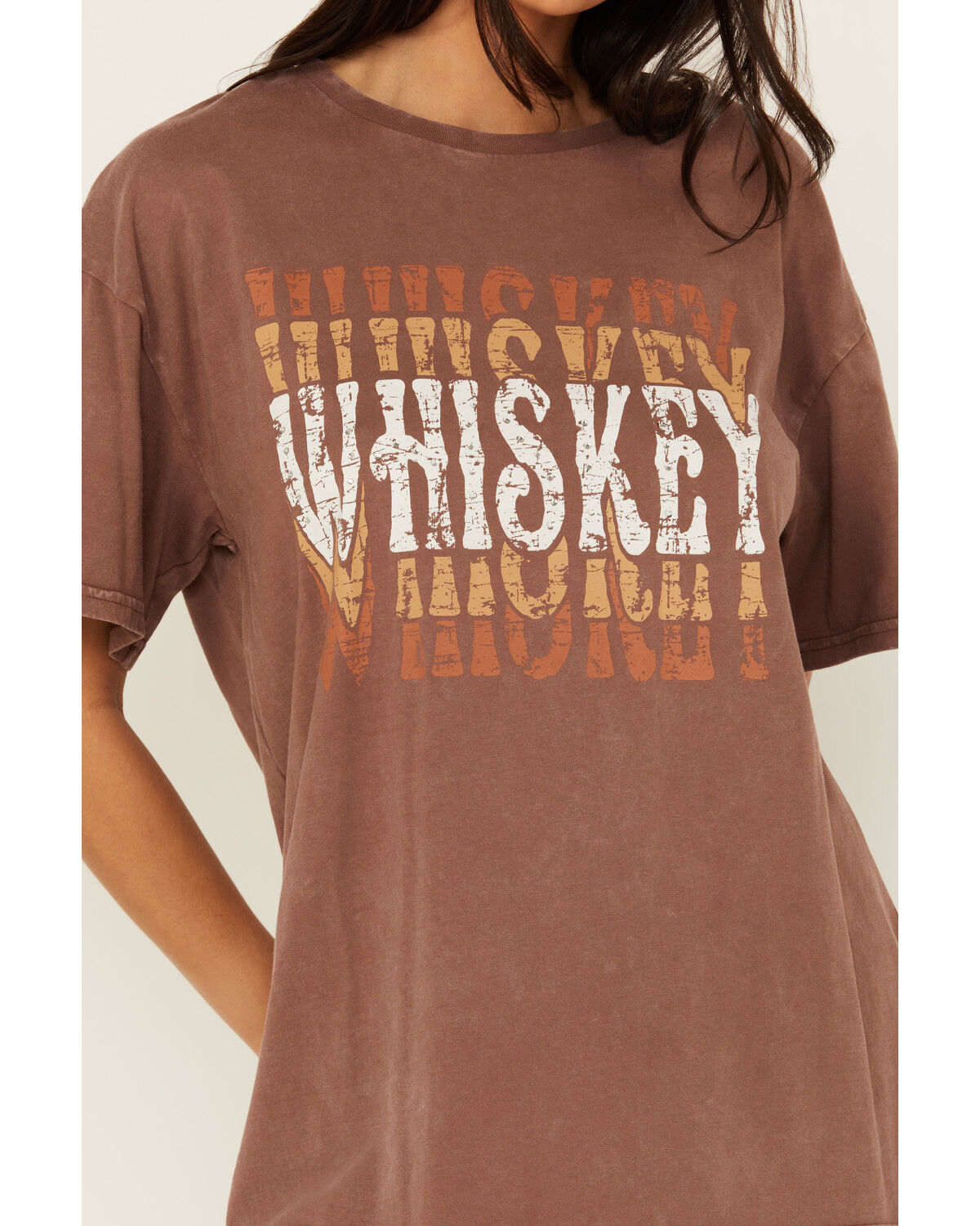 Image #3 - Rock & Roll Denim Women's Whiskey Rhinestone Short Sleeve Graphic Tee, Brown, hi-res