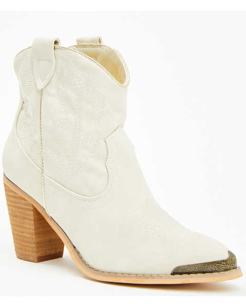 Volatile Women's Taylor Booties - Pointed Toe , White, hi-res