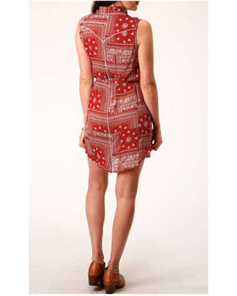 Image #2 - Stetson Women's Bandana Print Sleeveless Shirt Dress, Red, hi-res